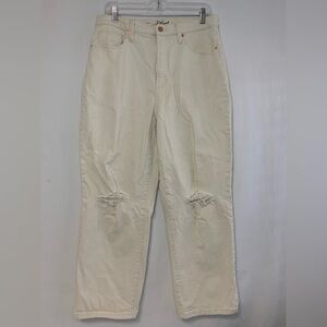 Universal Thread Cream High Rise Straight Crop Distressed Jeans Size 14